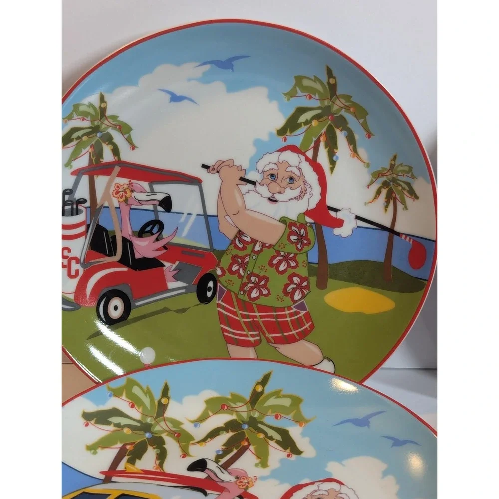 (4) ‎ Brighten The Season Christmas 6 1/4 In  Plates Gift Set Wish You Were Here